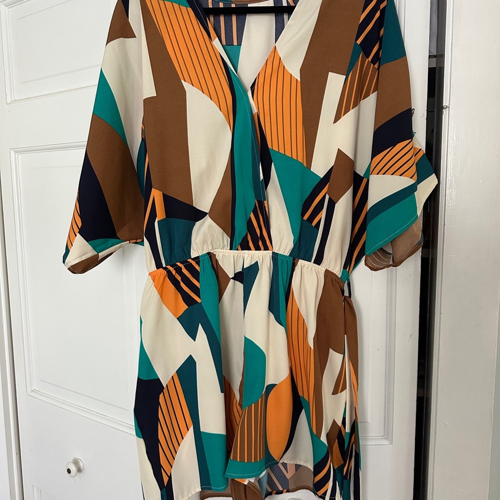 CUPSHE Abstract Geo Dolman Straight Leg Romper